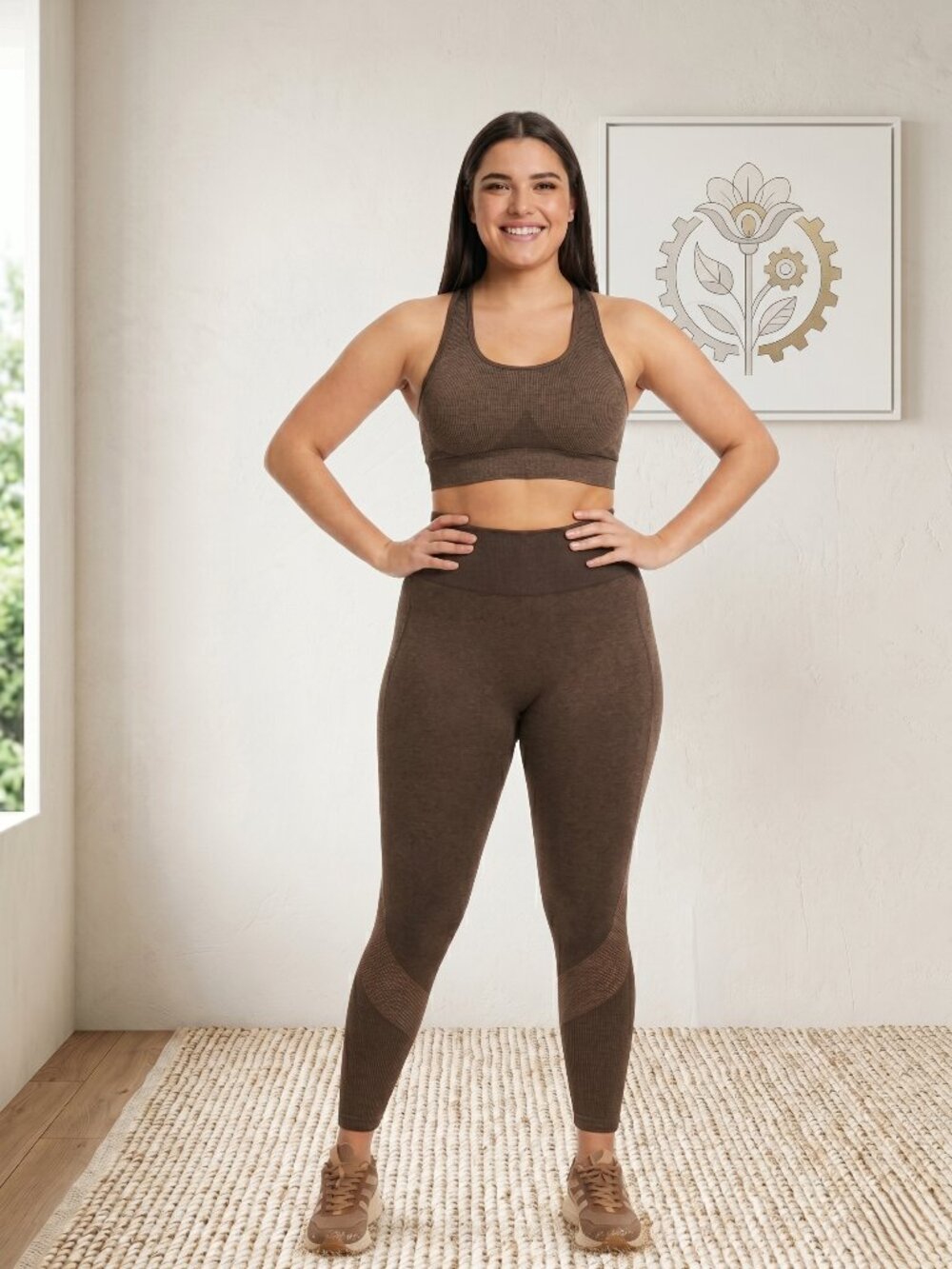 2/$20 SALE Avia Seamless High Rise Leggings Brown Heathered Contour XXL 20 Mocha
